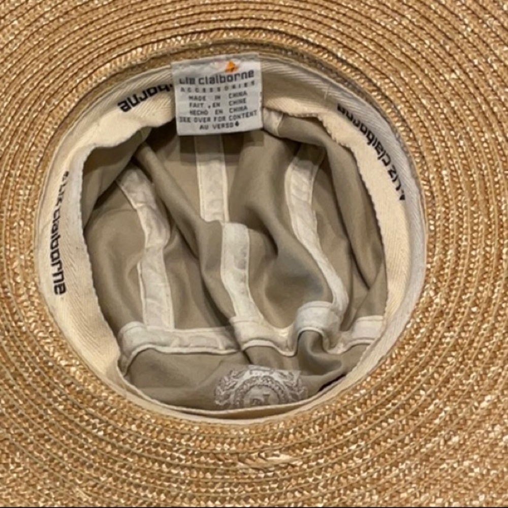 Tan and Brown Wide Brim Hat Cotton and Straw - Picture 2 of 4